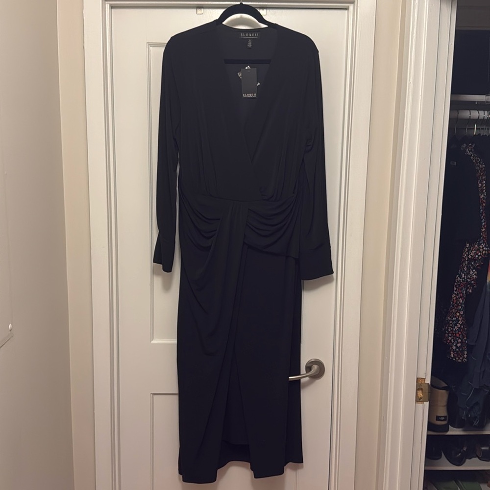NWT Eloquii Faux Wrap Dress with Sleeves